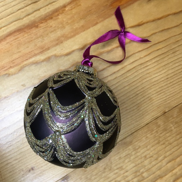 Purple Gold Glitter Christmas Ball Ornament - Picture 3 of 9